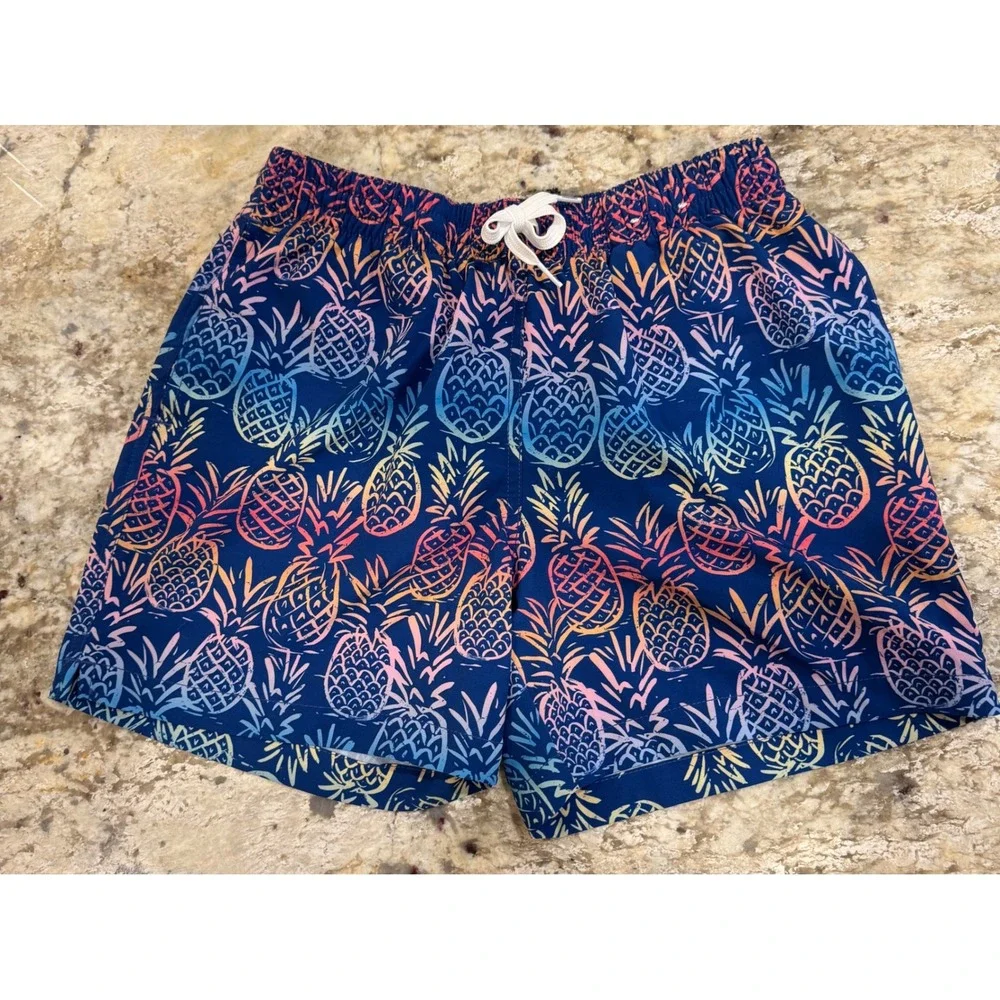 Chubbies Mens Small Swim Trunks Navy Blue Rainbow Pineapple Print 5.5 Inseam